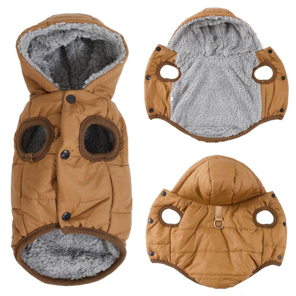 Modische Verdickte Welpenkatzenkleidung mit Kapuze Winddicht Warmer Mantel Weiche Kälteschutzjacke Herbst Winter