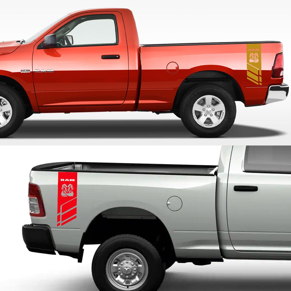 Samolepky na pickup pro Dodge Ram 1500 2500 Hemi Rebel 5.7 litru Nákladní auto Zadní dveře Boční grafika Samolepka Vinylový potah Auto doplňky