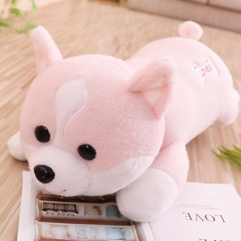 Corgi Doll Shiba Inu Sleeping with Pillow Dolls On The Bed Doll Cute Dog Plush Toys