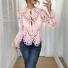 2026 Autumn New Lace Hollow Out Solid Color Top Fashionable Casual Long Sleeve Shirt for Women