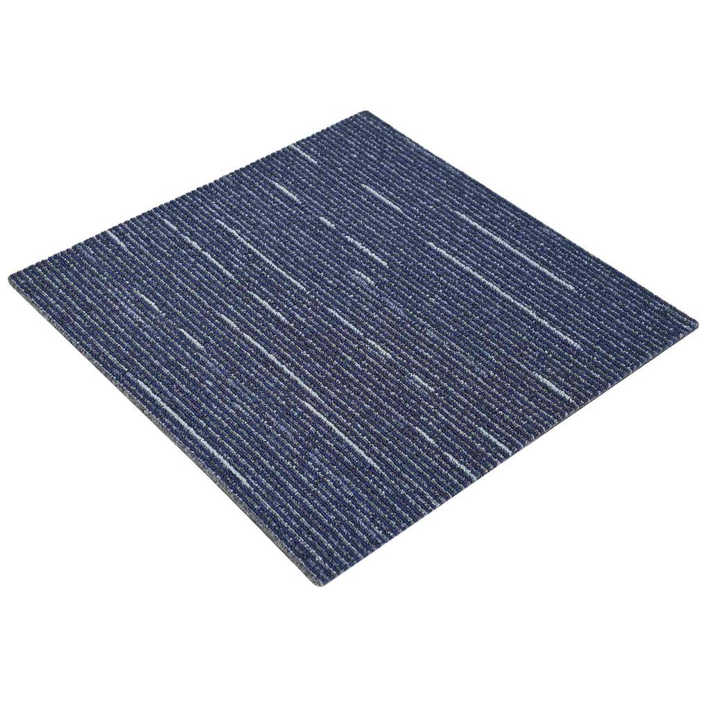 Striped Blue Carpet Tile 50 x 50 cm 4 pcs PP and Bitumen
