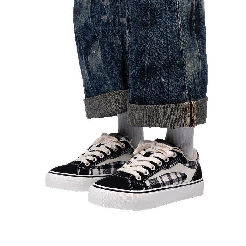 Global trend canvas shoes men's ZHQ-XA191 spring niche original casual shoes popular platform plaid board shoes