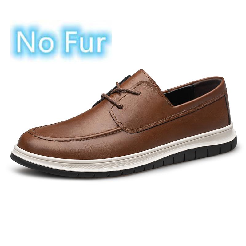 

New Arrival Lace Up Men s Casual Shoes Warm Plush Fur Winter Flats for Men Handmade Moccasins Leisure Walk Male Driving Footwear 41