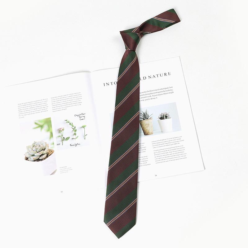 

Коричневый Ретро Клетчатый Полосатый Свободный Галстук цвета Японского Кофе для Мужчин и Женщин