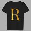 Fashion T-shirt Black Men's 26 English Letters Gold Printing Pattern Series Casual Round Neck Commuter Comfortable Top T-Shirts Men’s