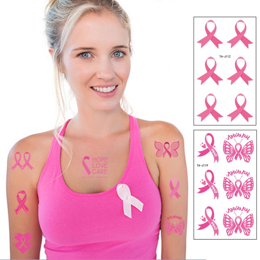 Adesivi Tatuaggio Nastro Rosa Adesivi Tatuaggio Fai da Te Donne Sensibilizzazione sul Cancro al Seno Tatuaggi Temporanei Arte Corporea Tatuaggi Impermeabili