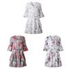 3/4 Sleeve Summer Dress Women Summer Dress Strappy V-Neck Ruffle Hem Dress