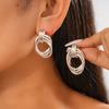 Metal winding oval hollow silver needle stud earrings environmentally friendly fashion niche earrings