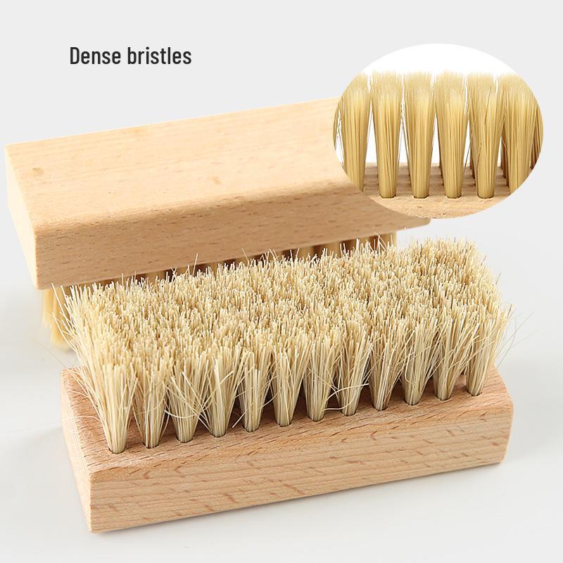 Square Beechwood Horsehair & Boar Bristle Soft Brush for Polishing and Dust Removal on Leather Shoes, Seats, and Cars.