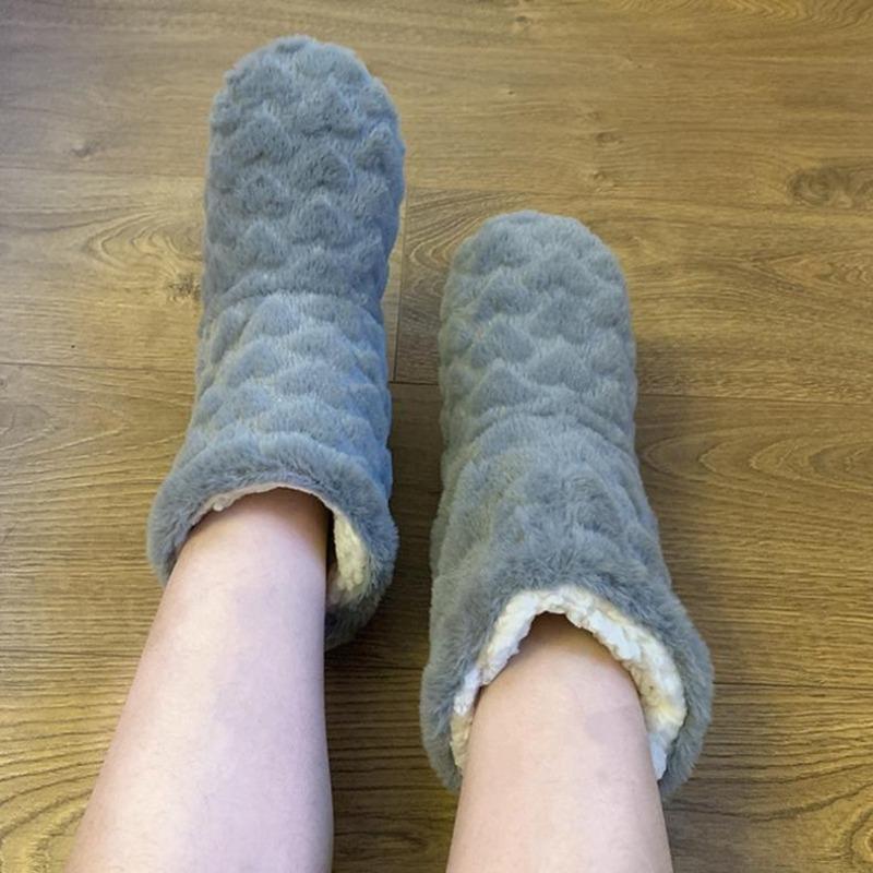 Coppia invernale Pantofole calde antiscivolo addensate più calzini da interno in velluto Scarpe da pavimento morbide
