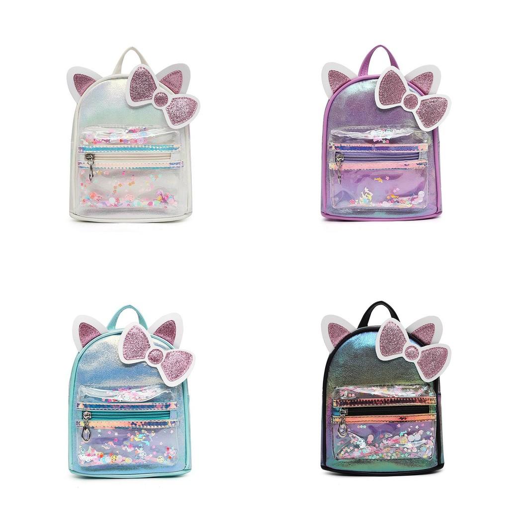 Childrens Cartoon Butterfly Bow Ears Pu Backpack For Kindergarten Daily Use