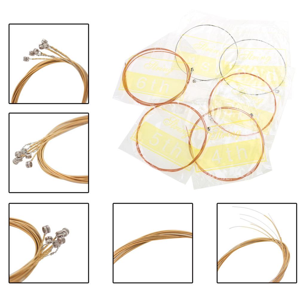 6 Pcs Folk Guitar Stainless Steel Wire Strings Classical Strings Replacement 6-String Guitar Strings Perfect Intonation