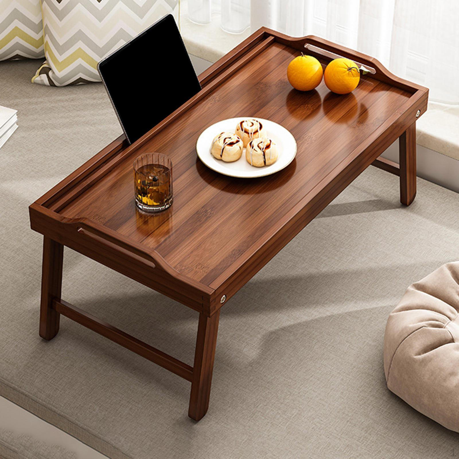 

Бамбуковый поднос для кровати, столик на коленях, гибкие складные ножки, прямоугольный мини-стол, сервировка для пола brown