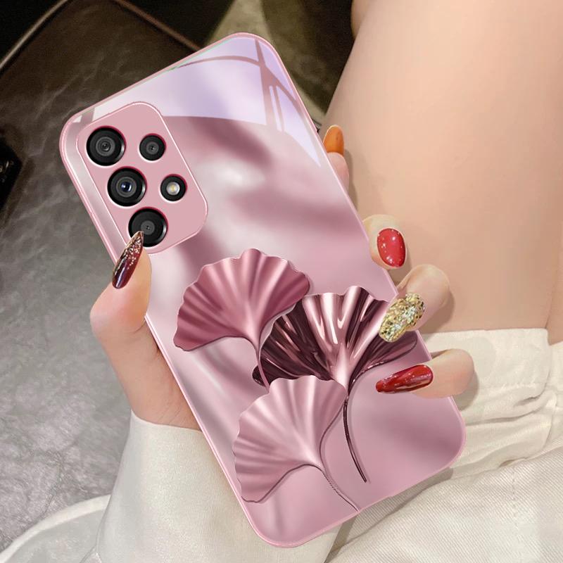 Abstract Ginkgo Leaves For Samsung Galaxy S10 4G S20 11E 30 S21 22 S24 Fe Pro S23 S25 Ultra 5G S9 Tempered Glass Phone Case