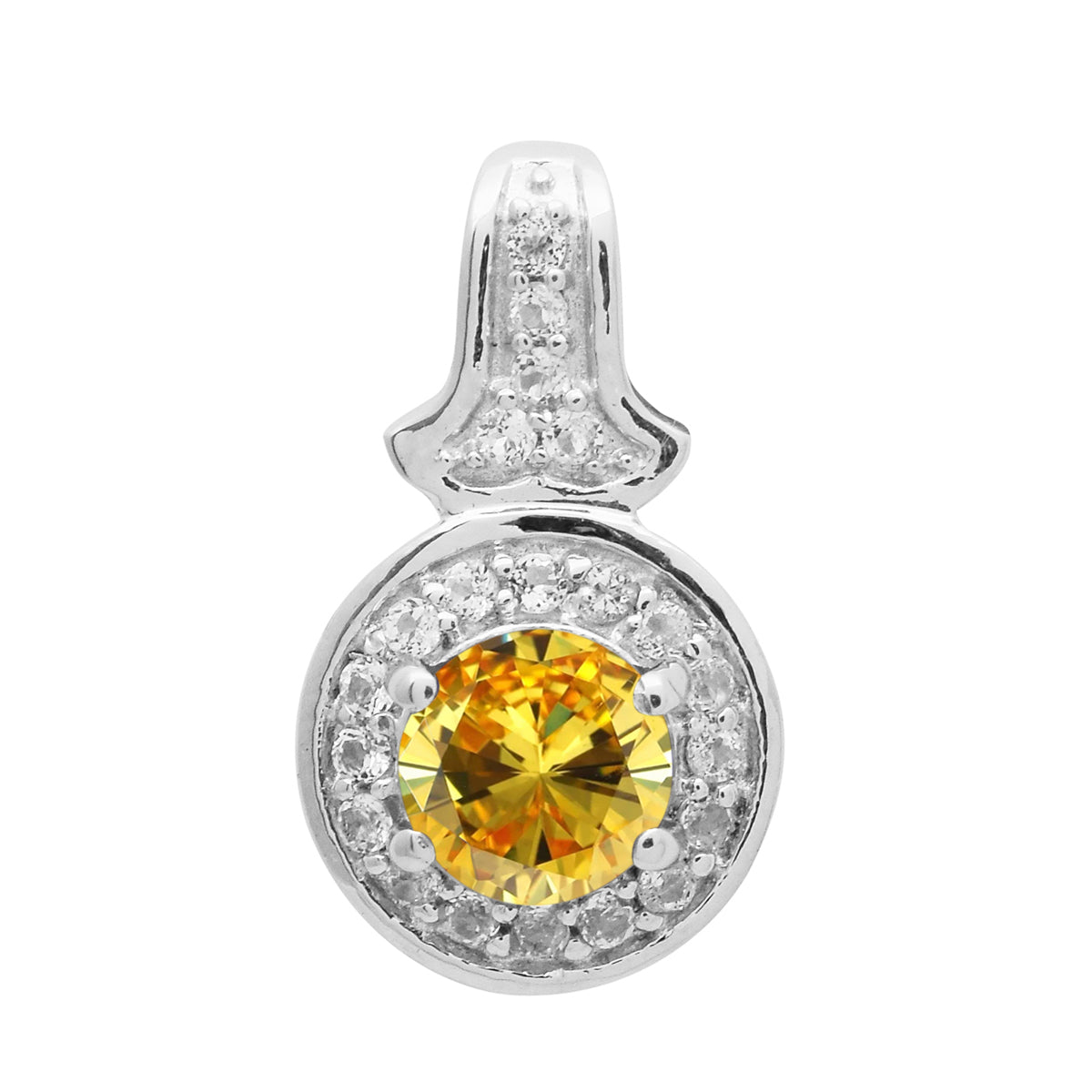 

Multi Stone Round Solitaire Halo Pendant - 925 Sterling Silver