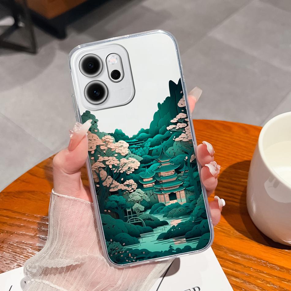 For Oppo Reno 14F 5G Phone Case Leisure Style Patterns Soft Silicone TPU Transparent Lightweight Cover For Oppo Reno14 F Capa