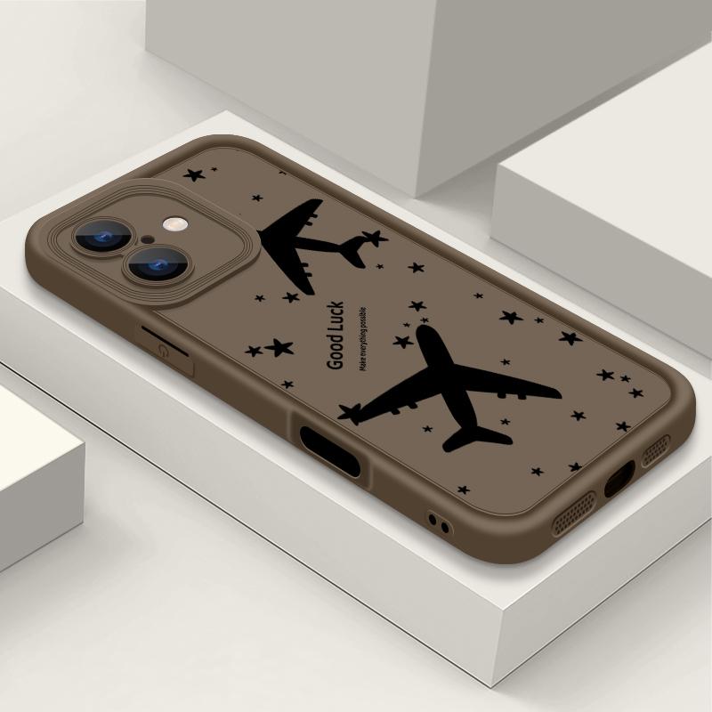 

Чехол для iPhone 16 Pro 15 Pro Max 14 Plus 13 12 11 XR 8 с принтом самолета, мягкий силиконовый противоударный, защита объектива, ТПУ, матовый, чехол-накладка iPhone 12 Pro Max кофейный