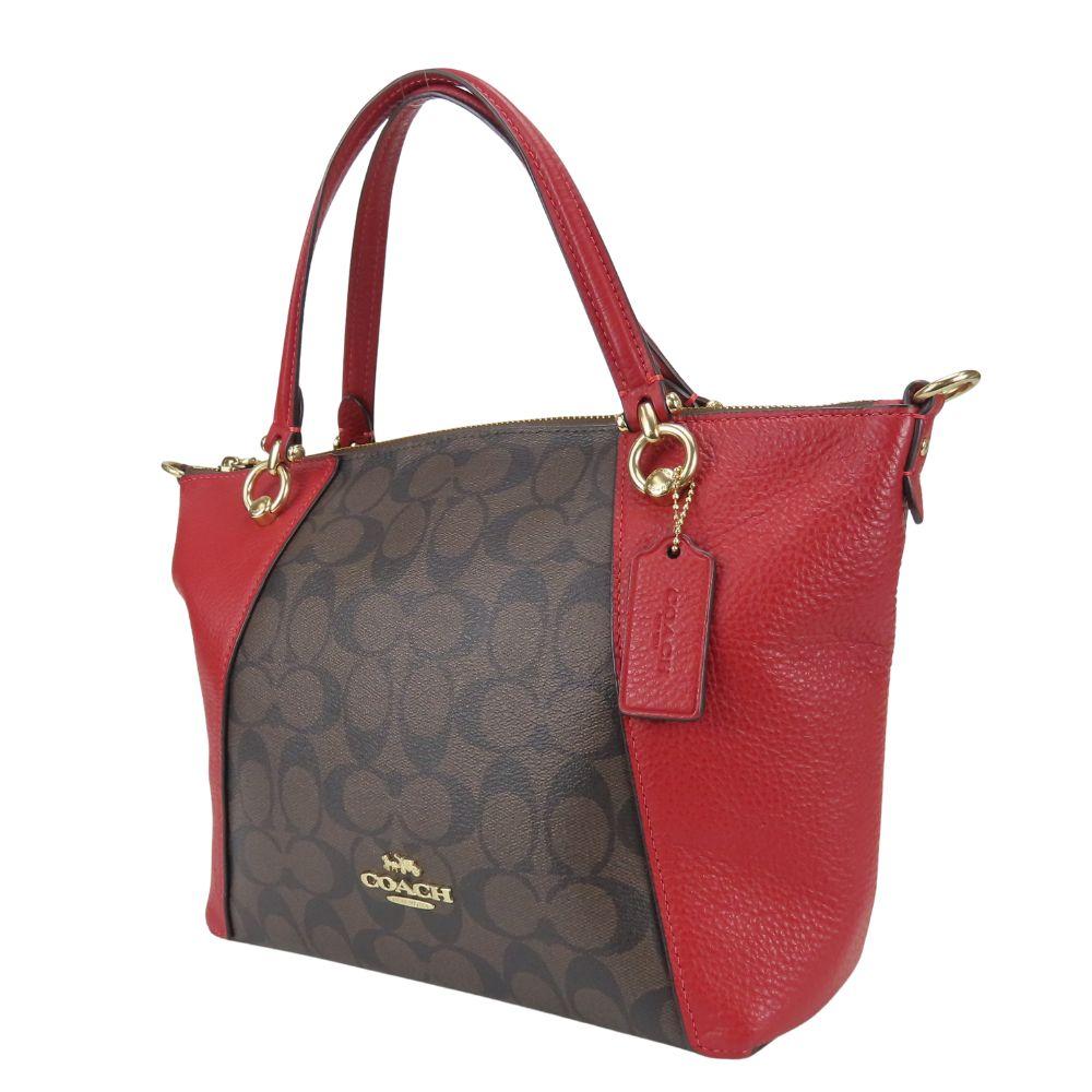 Used COACH Handbag Signature C6230 PVC/leather Brown Red Shoulder