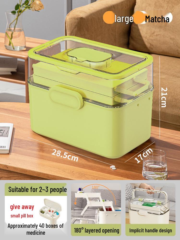 Large Capacity Family Medicine Box with Multi-Layer First Aid Storage for Household and Children