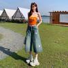 Fashion Summer Vintage Star Printed Denim Shorts For Women Thin Fabric High Waist Wide Leg Cropped Capri Pants Versatile Loose Straight Slimming