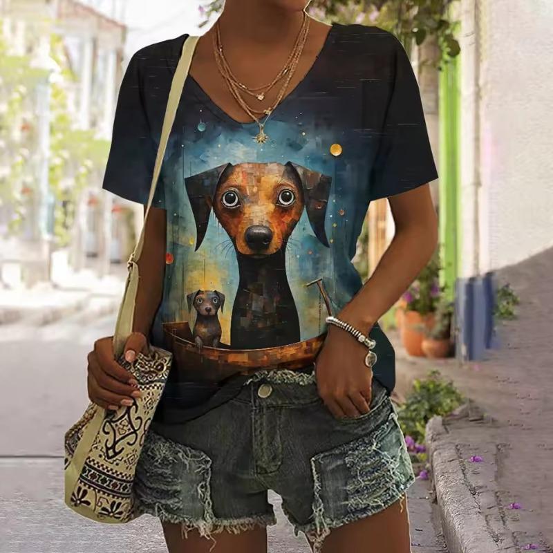 Sommer Damen T-Shirt Wut Katze Print Lässige Kurzarm 3D T-Shirts Streetwear Rundhals Pullover Übergroße weibliche Kleidung