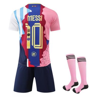 (S/165) 2526 Speciální na míru tištěné oblečení na sport 10 Messi Fotbaloví fanoušci Dres Sada triček Pro děti