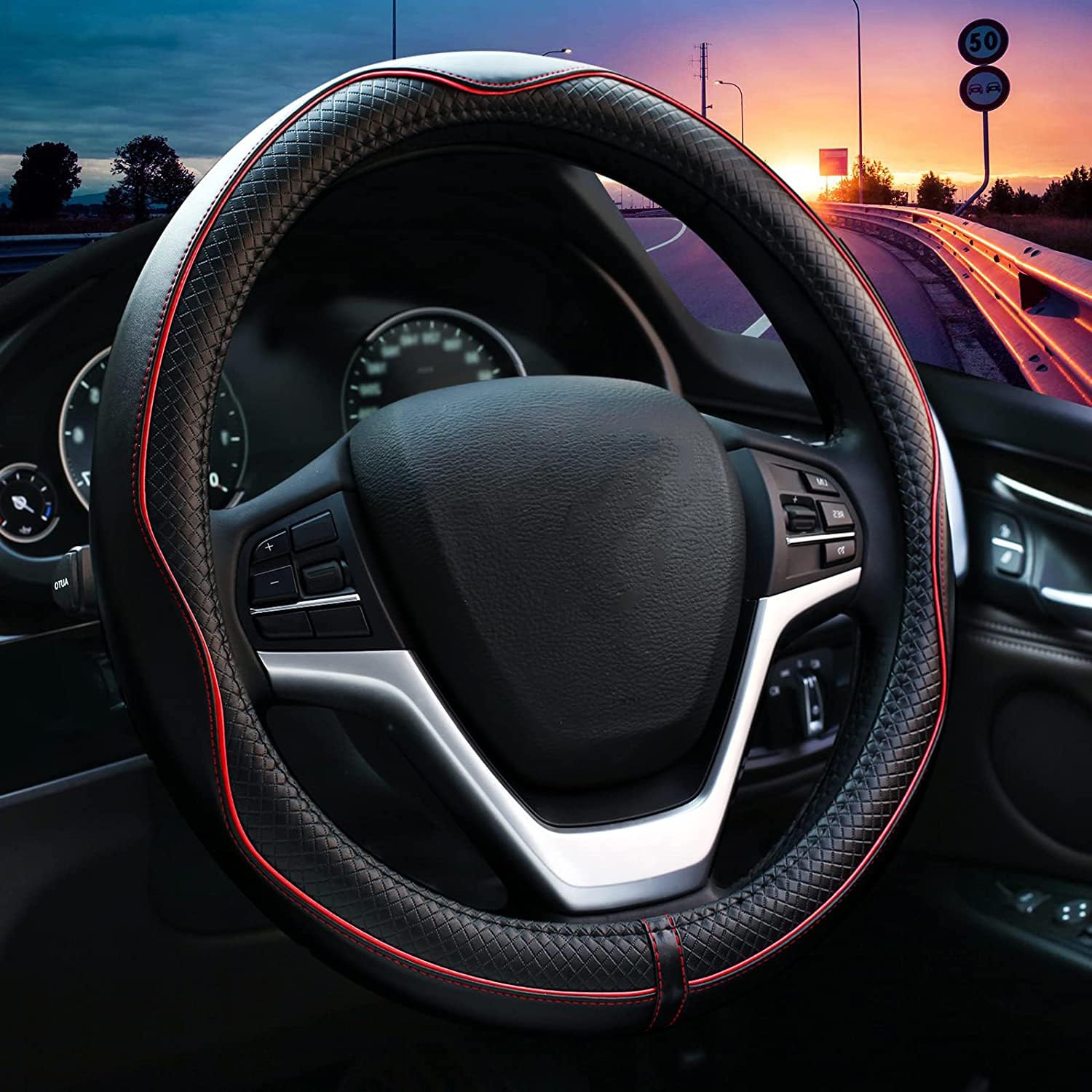 hengshao Steering Wheel Small Genuine Fits Kei and Standard Universal Steering Wheel Protector with Blue 3D Comfortable to the Antibacterial and Odor