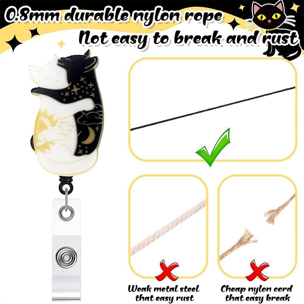 360 Rotating Cat Badge Reel Alligator Clip Retractable Badge Reel ID Card Holder  Keychains Lanyard