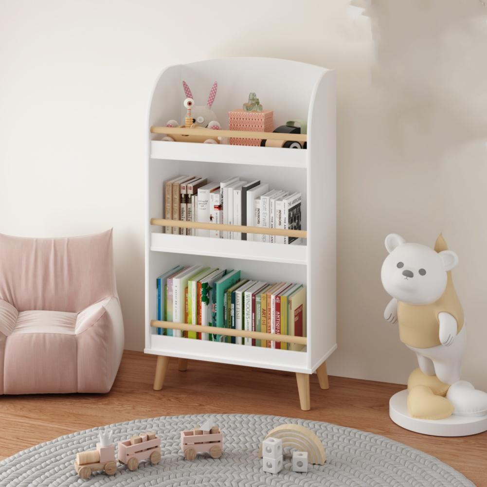 US 3 Tiers Kids Bookshelf Toy Storage Organizer Wooden Bookshelf Book Display Shelf Toy Storage Organizer For Playroom Nursery