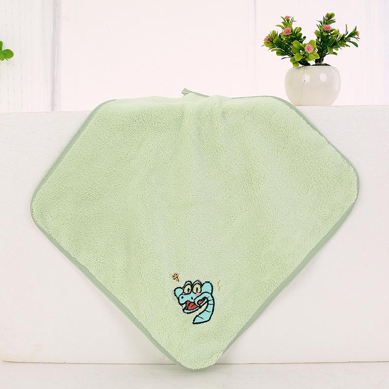 Cartoon Rabbit & Fox Embroidered Coral Fleece Towel for Kids - Absorbent & Quick-Drying
