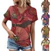Summer Tops For Women Floral Pattern For Women V-Neck Short Sleeve Comfy Womens Tops Oversized Tshirts
