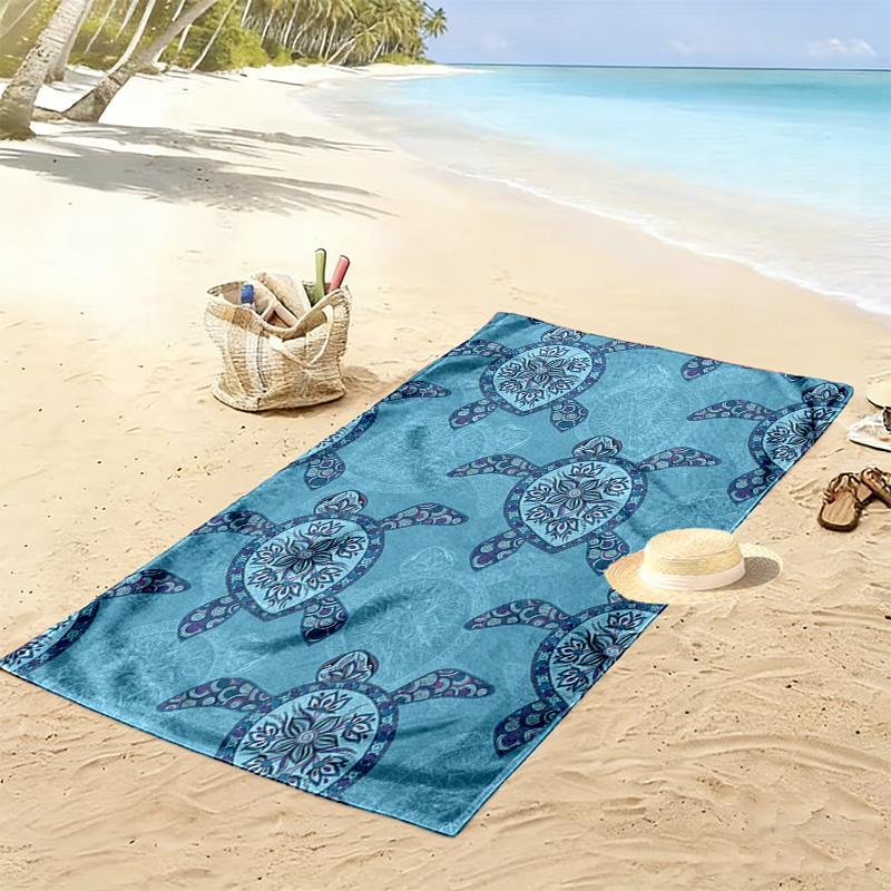 Sea Turtle Mosaic 2D Flat Print Beach Towel, Large Soft Quick Dry Towel for Beach Camping Swimming.MSTJ0918595