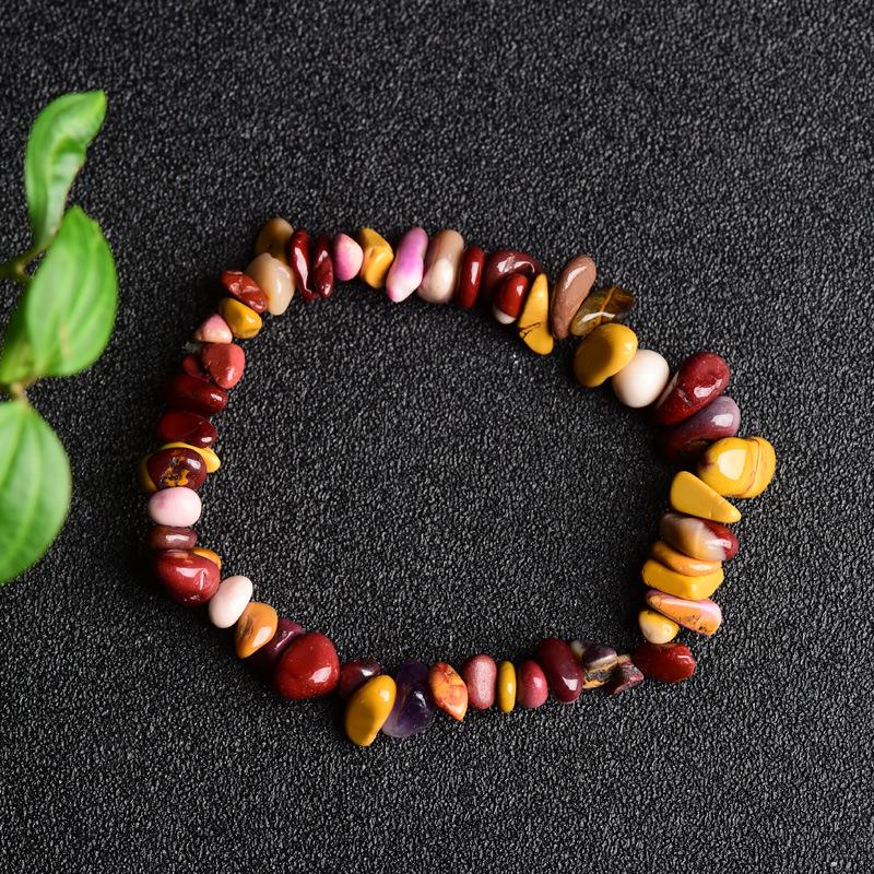 Yellow Crystal & White Pine Tiger Eye Chain Bracelet - Trendy Unisex Retro Style, Personalized Matching Options Available.
