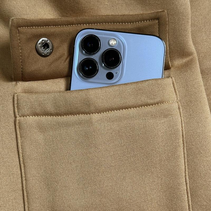 Mens Casual Fleece Lined Hooded Pullover Sweatshirt Zipper Pockets Plus Size