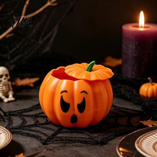 Cute Pumpkin Trinket Case 3D Printed Devil Storage Box with Lid, Funny Ghost Face Desktop Jewelry Organizer Halloween Decoration, for And Small
