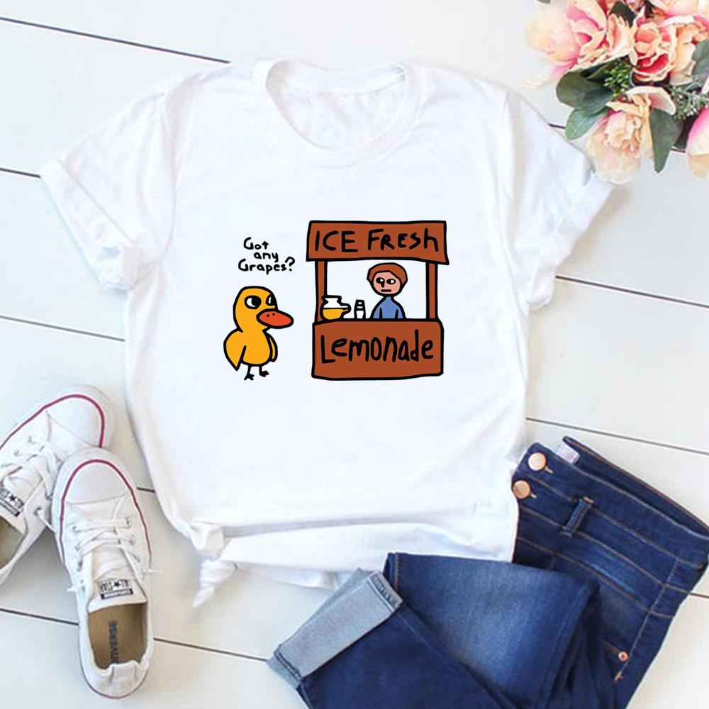 Habt ihr Trauben? Shirt Millennial T-Shirts Das Entenlied Grafik Crew Top Lustiges T-Shirt Niedliches Enten-Shirt Lustiges Damen-T-Shirt Y2K Top