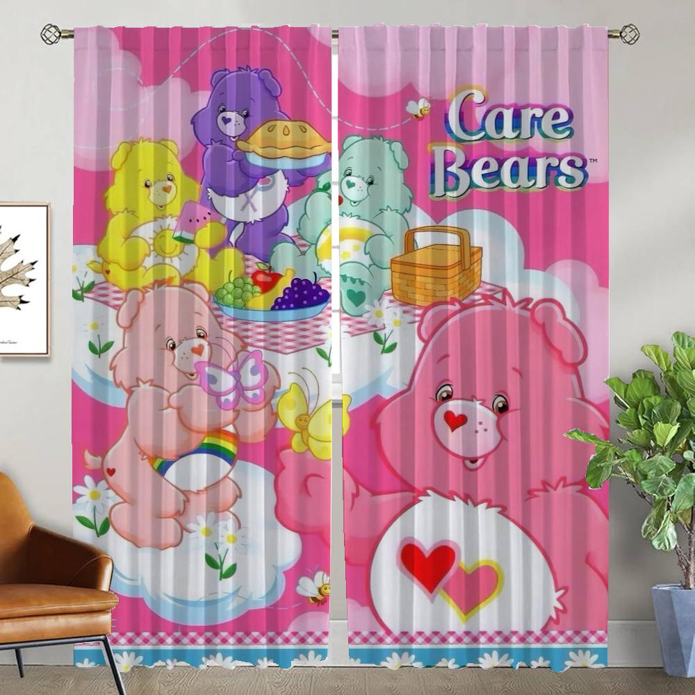 Modern Living Room Curtains 2 Pieces Care BearS Curtains for Child Bedroom Window Curtain Shades Halloween Decoration Partition
