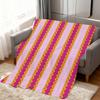 Fashion striped art pink green pattern soft warm plush blanket for dorm sofa living room pet hogar bedroom gift nap home Flannel