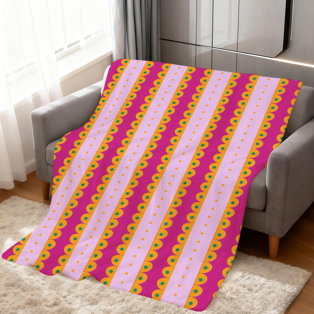 Fashion striped art pink green pattern soft warm plush blanket for dorm sofa living room pet hogar bedroom gift nap home Flannel