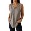 Women's Round Neck Sleeveless Tassel Patchwork Casual Color Loose Cotton Blouse