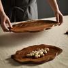 Japanese Acacia Wood Leaf-shaped Dinner Plate & Tea Tray for Snacks, Pastries, and Fruit