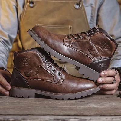 Botas de Hombre de Cuero Genuino Moda Zapatos Casuales de Cuero para Hombre Botas de Estilo Británico Zapatos de Alta Calidad para Hombre 2024 Botines
