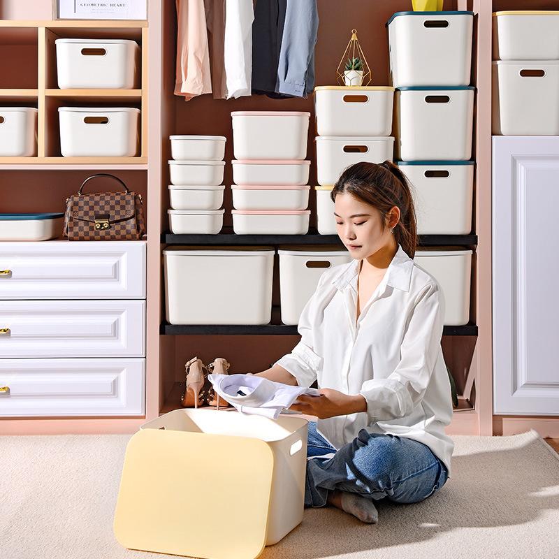 Schreibtisch-Aufbewahrungsbox für Kleinigkeiten mit Deckel, Kleiderschrank, Kleiderschublade, Aufbewahrungskorb aus Kunststoff, Behälter-Organizer für Kosmetika und kleine Dinge