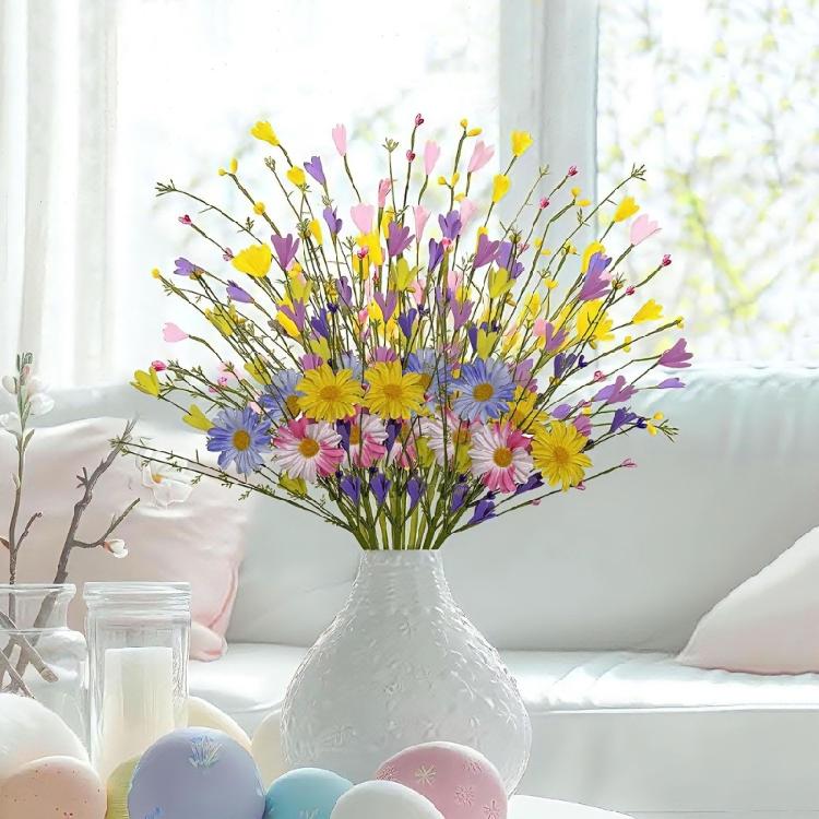 Sturdy Realistic Daisy Plastic Flower Stem For Indoor Decoration Home Offices Or Wedding Centerpiece
