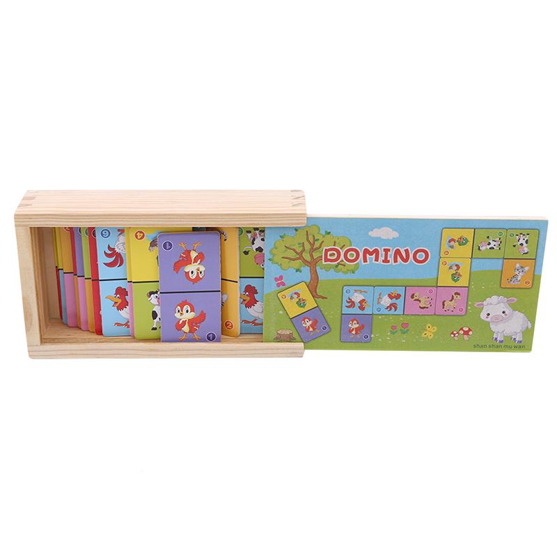 Children's Wooden Toys Board Game Domino Solitaire Early Learning Cognitive Educational Toys