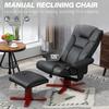 Faux Leather Manual Recliner and Footstool Set - Black