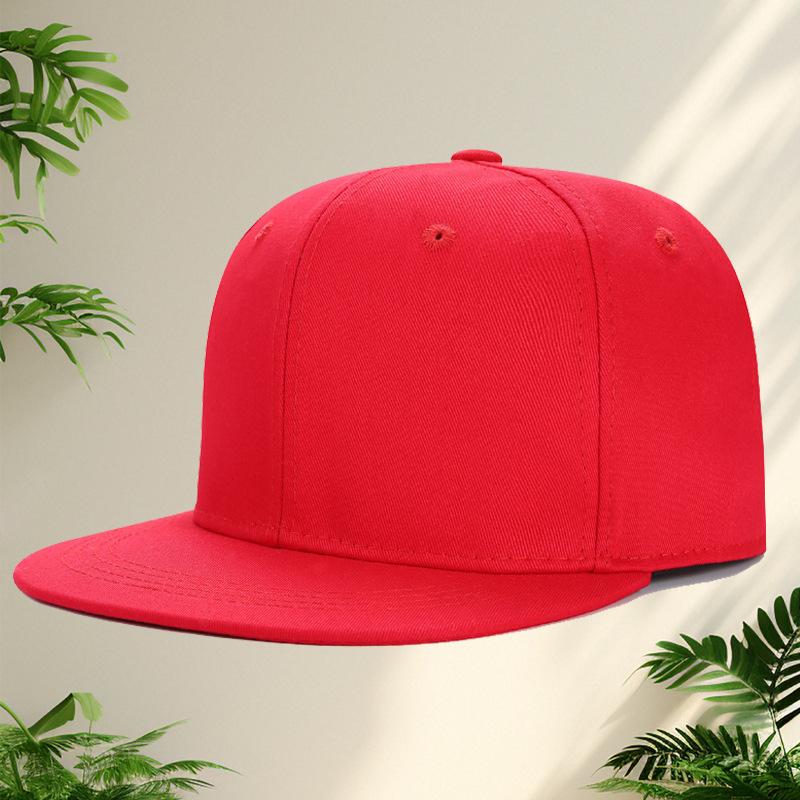 

Cotton flat-brimmed hat embroidery hip-hop DIY sunscreen hat custom hip-hop hat men and women fashion trend Adult adjustable червоний