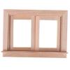 1/12 Dollhouse Miniature Double Window Wooden 2 Pane Frame and Glass Plate Doll House DIY Double Window Accessories