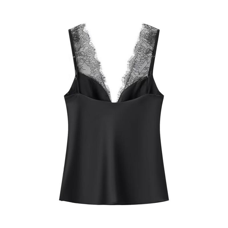 Autumn Women's Lace Texture Slim Fit Versatile Camisole Top