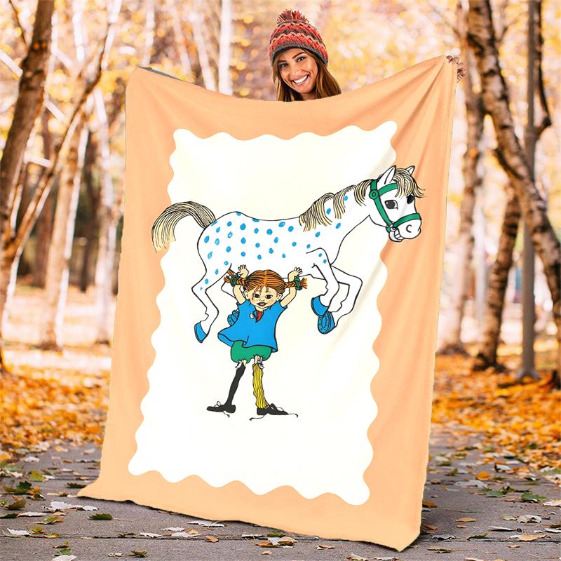 Coperta in Flanella di Pippi Calzelunghe Morbida Calda per Tutte le Stagioni, Design per Campeggio, Viaggio in Auto, Escursionismo Divano, Letto, Ufficio Regalo Perfetto per Feste